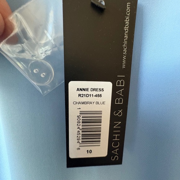 $450 NWT SACHIN & BABI Annie Chambray Blue Dress Balloon Sleeve Wedding SIZE 10 - Picture 6 of 12